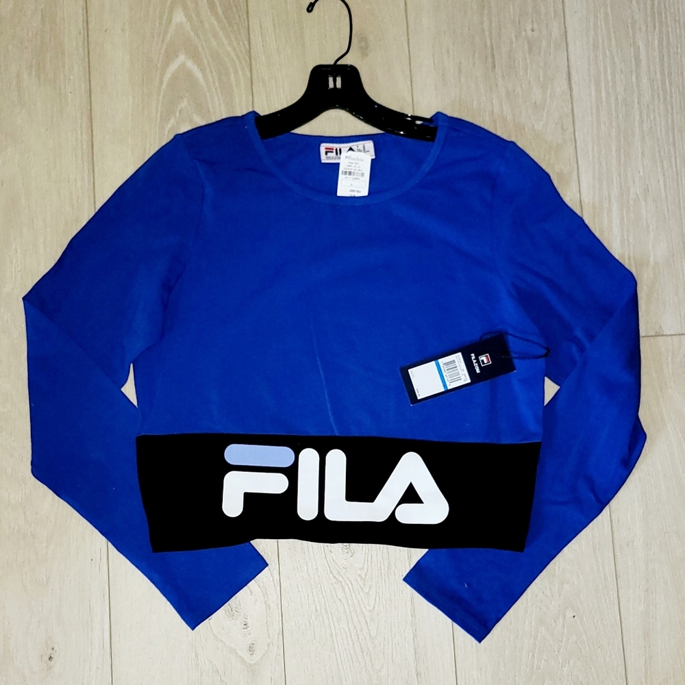 FILA XL athletic long sleeve royal blue tee t-shirt